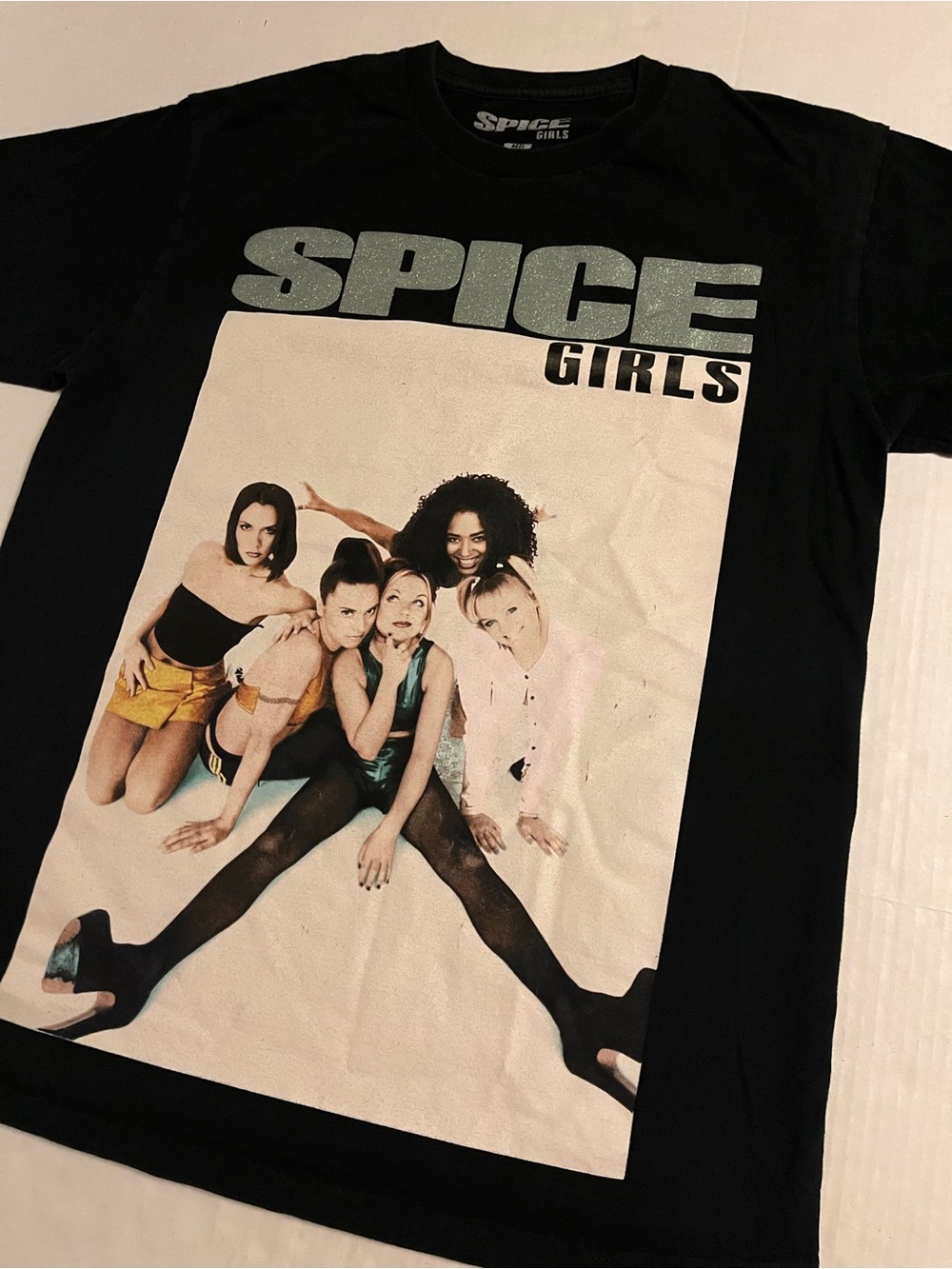 NEW Spice Girls Group OFFICIAL Glitter Metallic T-Shirt MEDIUM Tour 90’s Posh